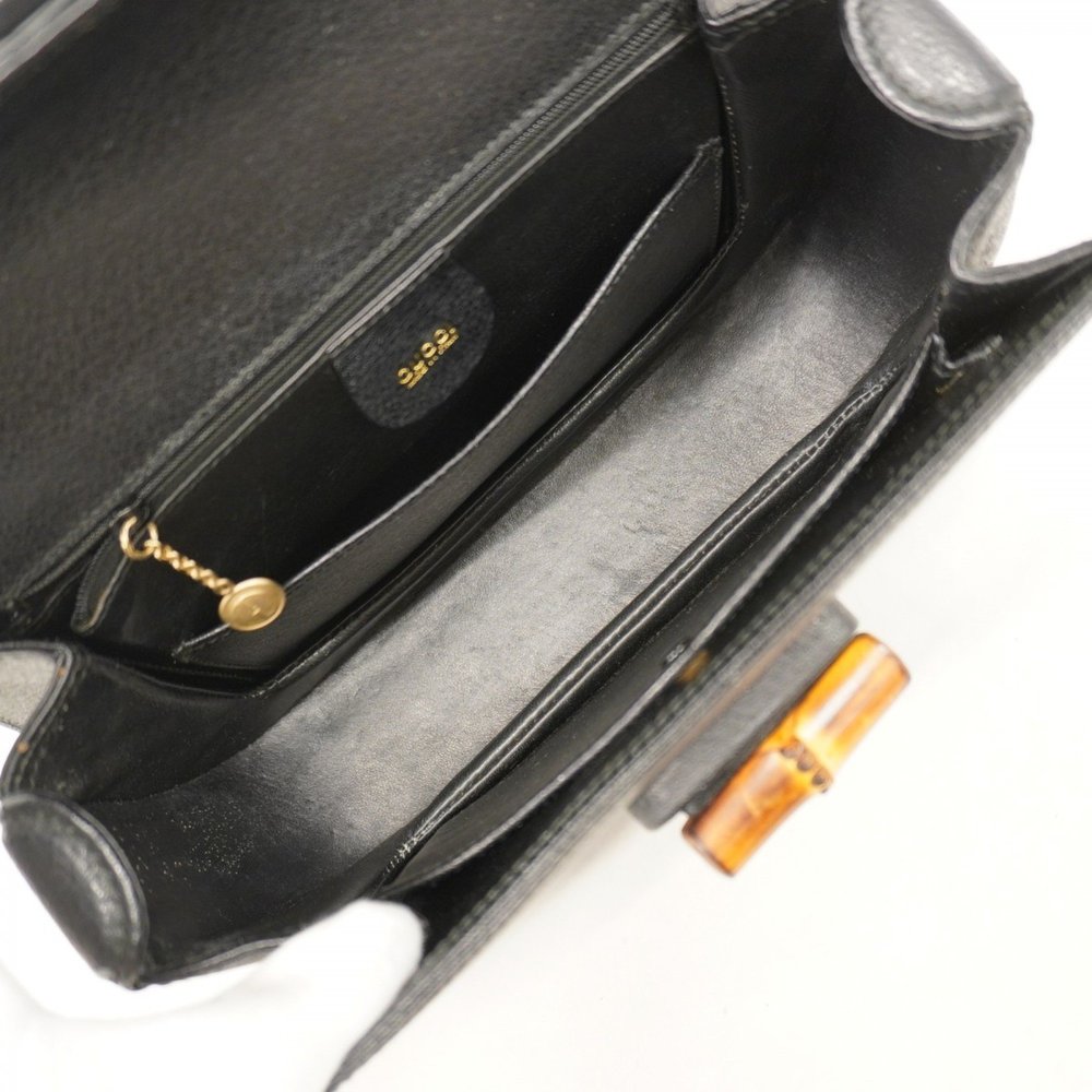 GUCCI Black Leather Bamboo Bag - Picture 4 of 15